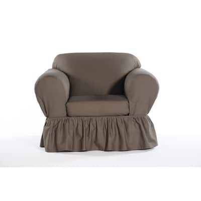 Washed cotton Ruffled 2 piece chair slipcover