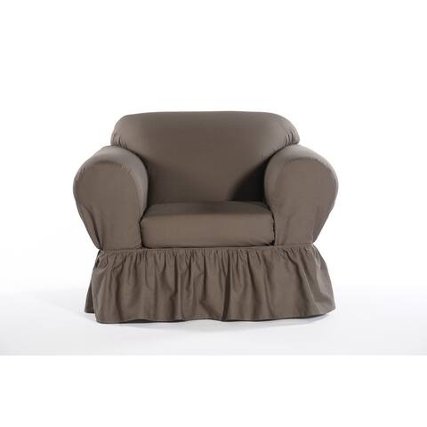 Washed cotton Ruffled 2 piece chair slipcover