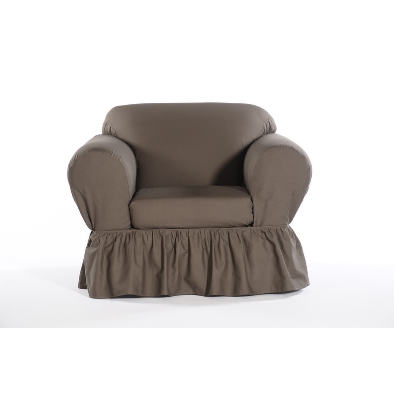 Washed cotton Ruffled 2 piece chair slipcover
