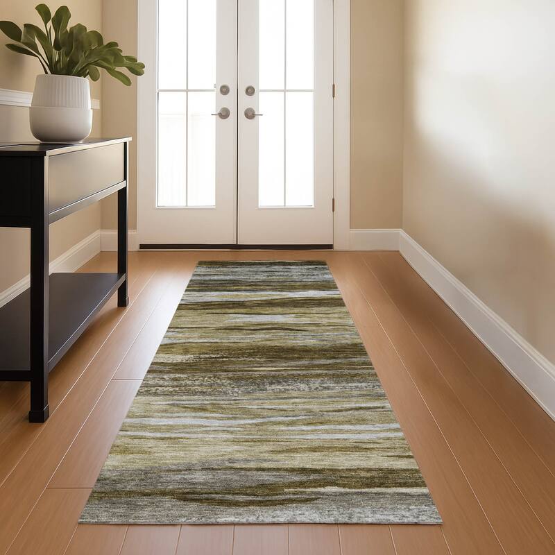 Premium Washable Super Soft Modern Stripes Mayfield Rug - Brown - 2'3" x 7'6"