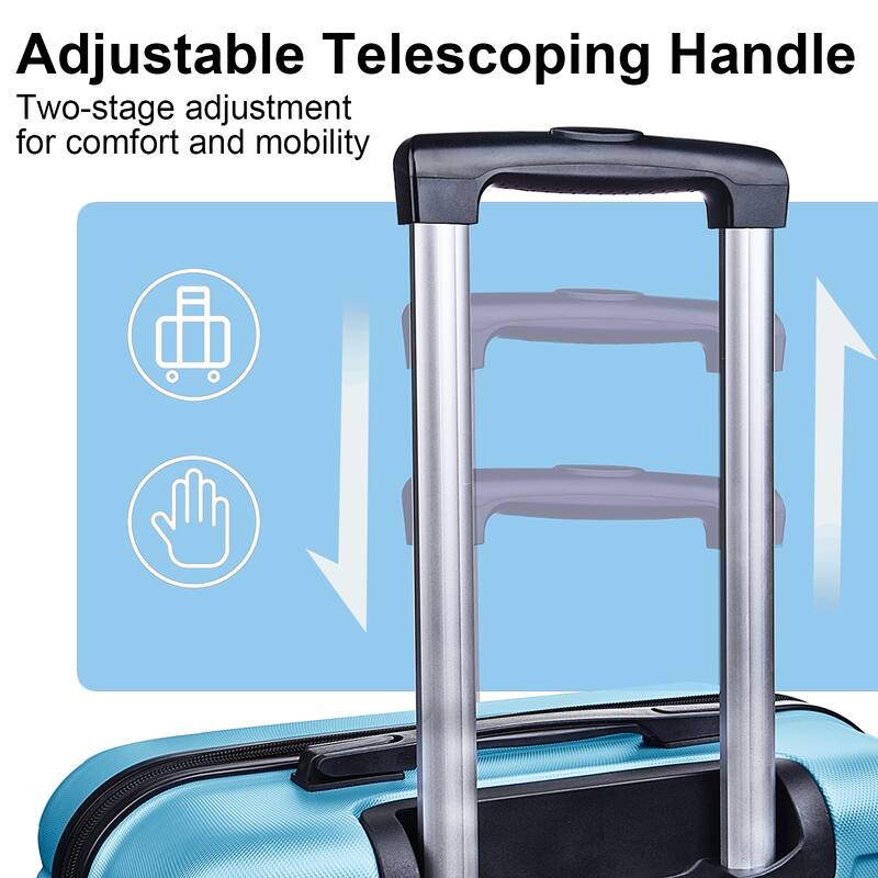 Aqua Blue Long Travel Luggage Hardside Sets PC Carry-on Suitcase ...