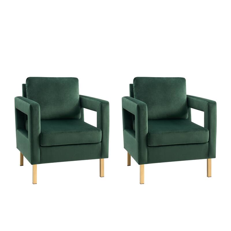 Valentina Modern Upholstered Accent Armchair with Gold Legs Set of 2 by HULALA HOME