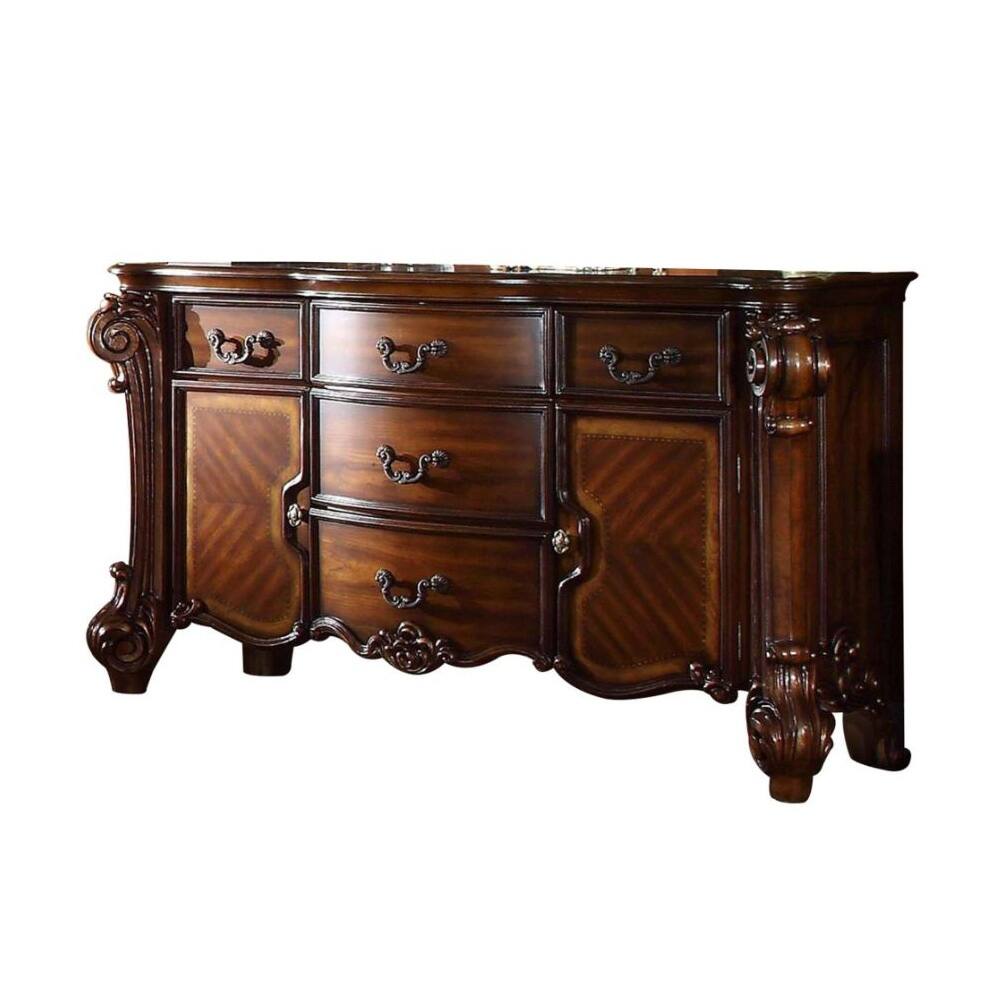 Wooden 5-drawer Dresser with 2 Doors in Cherry