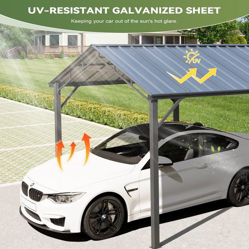 Heavy-Duty Metal Carport with Upgraded Galvanized Steel Roof – Ideal Shelter for Cars, Boats, and Tractors