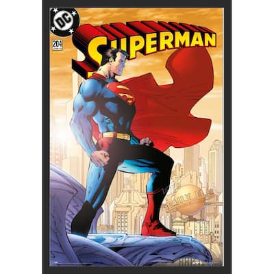 Superman - Above Metropolis Comic Book Cover Framed Art Poster - 24 x 36 Inch