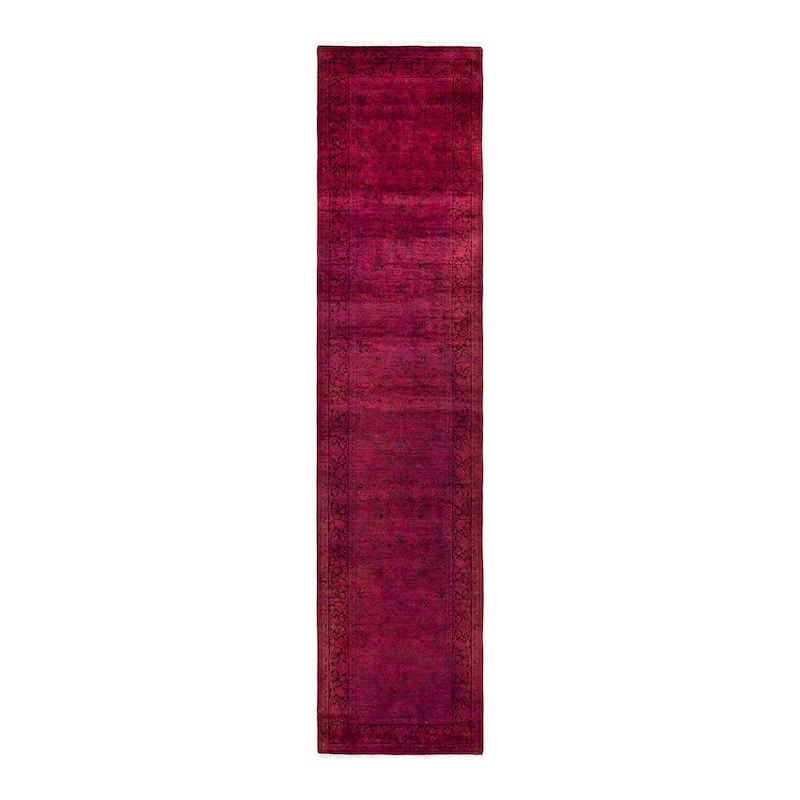 Fine Vibrance, One-of-a-Kind Hand-Knotted Runner Rug - Red, 2' 6" x 10' 10" - 2' 6" x 10' 10"