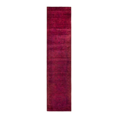 Fine Vibrance, One-of-a-Kind Hand-Knotted Runner Rug - Red, 2' 6" x 10' 10" - 2' 6" x 10' 10"
