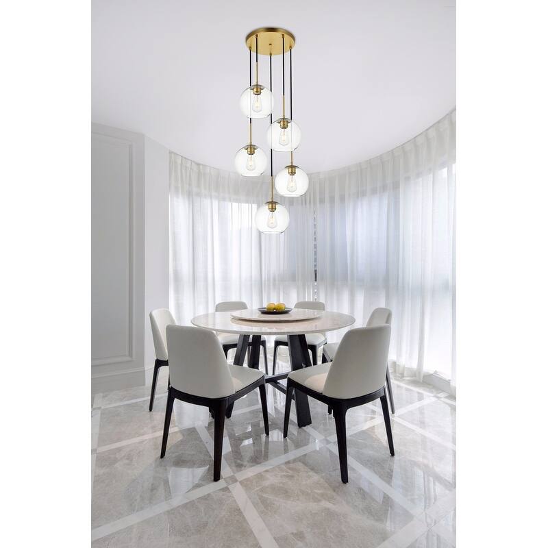 Mid-century Modern Clear Glass 5-light Pendant