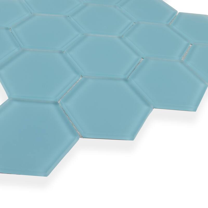 3" Beehive 10.25 in. x 11.75 in. Hexagon Glass Mesh-Mounted Mosaic Tile