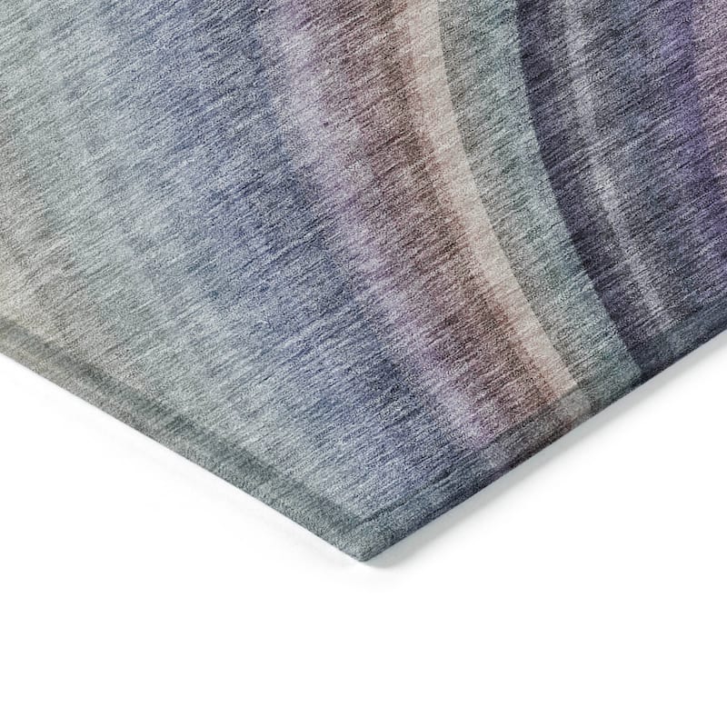 Machine Washable Indoor/ Outdoor Chantille Abstract Wave Rug