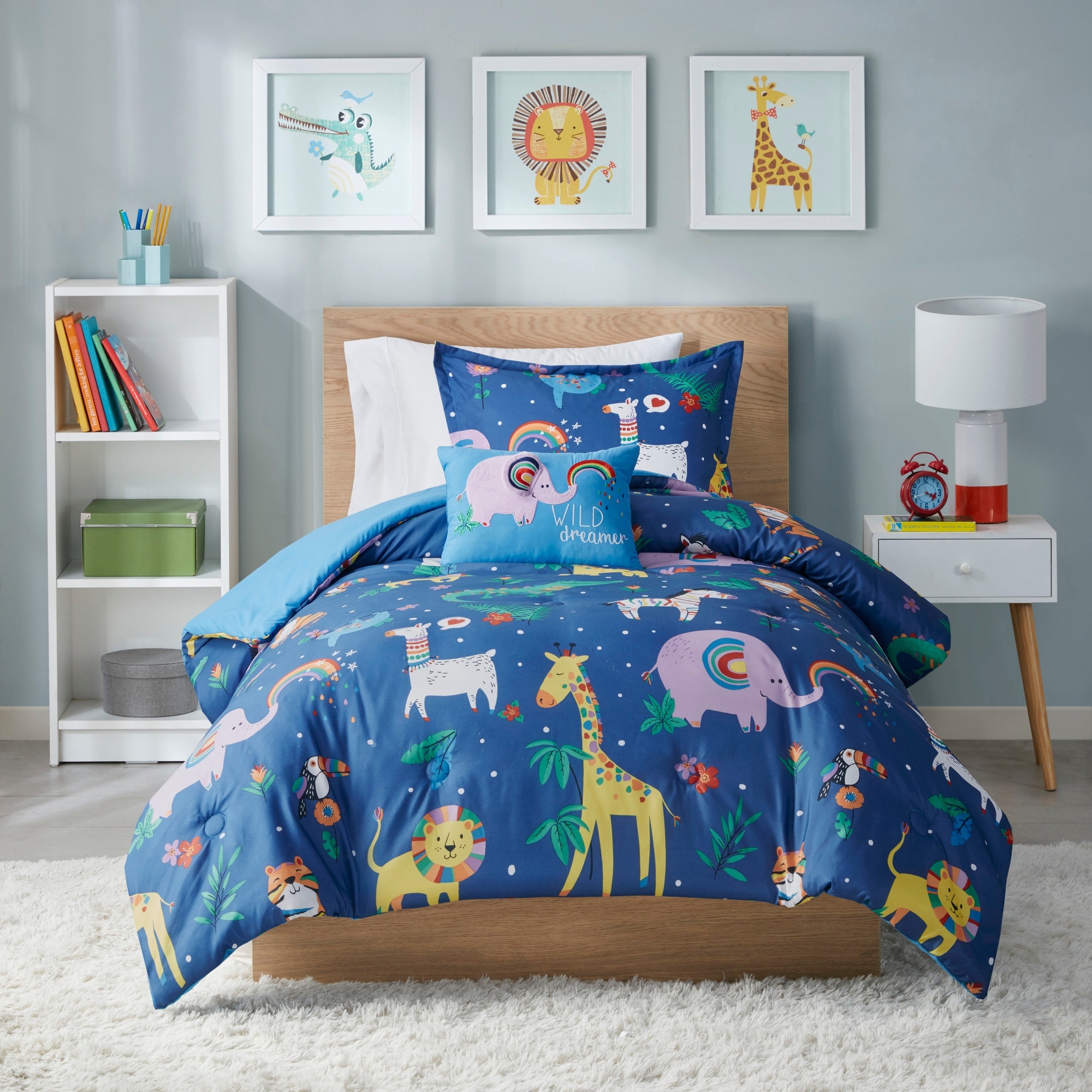 3D Giraffe Print Comforter Set for Boys Girls Kids Teens,3-Pieces Rainbow Sky Bedding Comforter Full Size,Cute Giraffe Printed Quilt Set with 2 Pillowcases