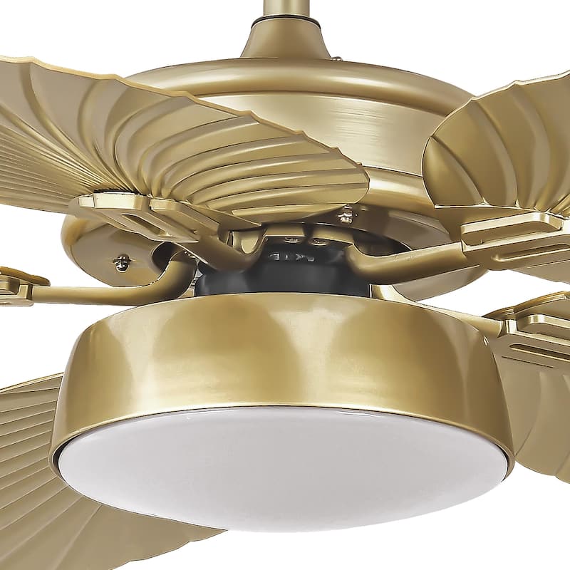 52" Moasis Palm Leaf Ceiling Fan LED Light Tropical Style with Remote