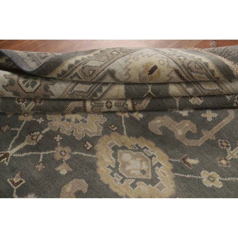 Gray Oushak Indian Area Rug Hand-Knotted Wool Carpet - 9'0"x 11'8"
