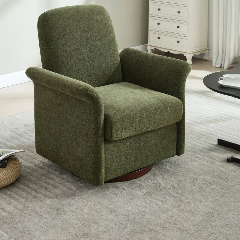 Modern Barrel Armchair with Wood Base