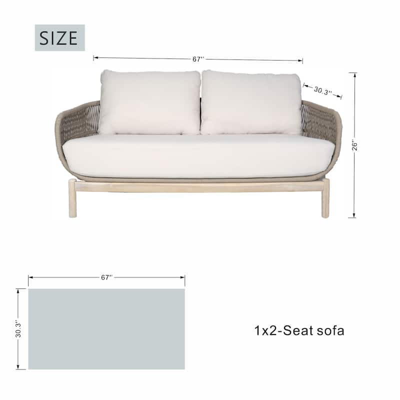 Outdooor Loveseat with Acacia Solid Wood Frame and Cushions