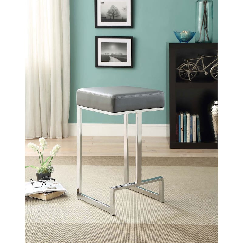 Gervase Contemporary Square Backless Stool Chrome