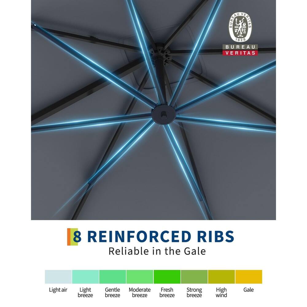 Coromose 10' x 10' Heavy Duty Cantilever Patio Umbrella, with 360-Degree Rotation