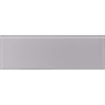 The Tile Life Urban 4x12 Light Grey Polished Subway Glass Mosaic Wall & Backsplash Tile