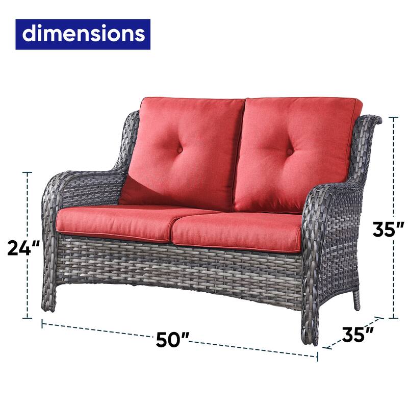 Gymojoy Patio Rattan Loveseat Sofa Outdoor Wicker Loveseat