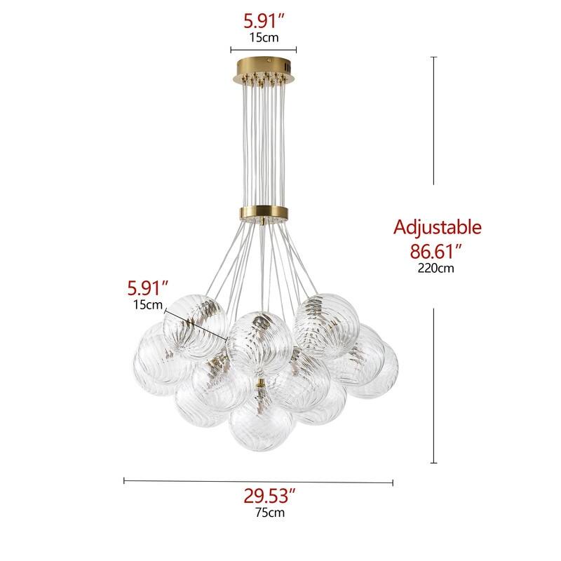 Modern 19‑Light Textured Glass Globe Chandelier - N/A