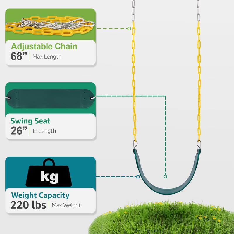 Sorbus Swing Seat, 68inch Rust-Resistant Chain, Support 220lb for Kids Outdoor Play (Set of 1 and Set of 2)