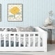 preview thumbnail 41 of 84, Montessori Twin Size Toddler Floor Bed with Fence without Door, Open-row Design Wood Frame Platform Bed with Safety Guardrails