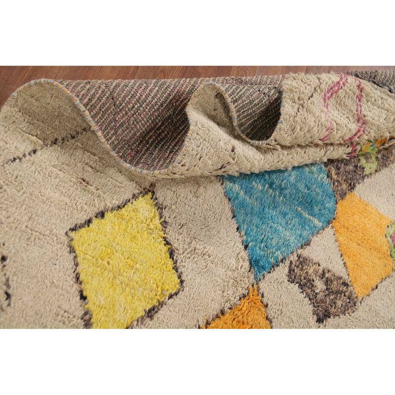 Geometric Moroccan Oriental Area Rug Hand-Knotted Wool Carpet - 4'9" x 8'9"