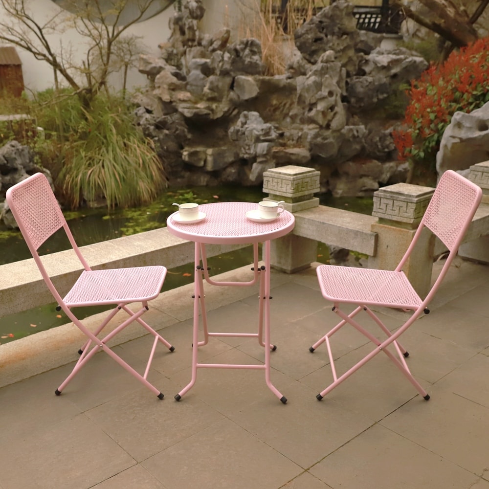 Folding metal bistro on sale set outdoor