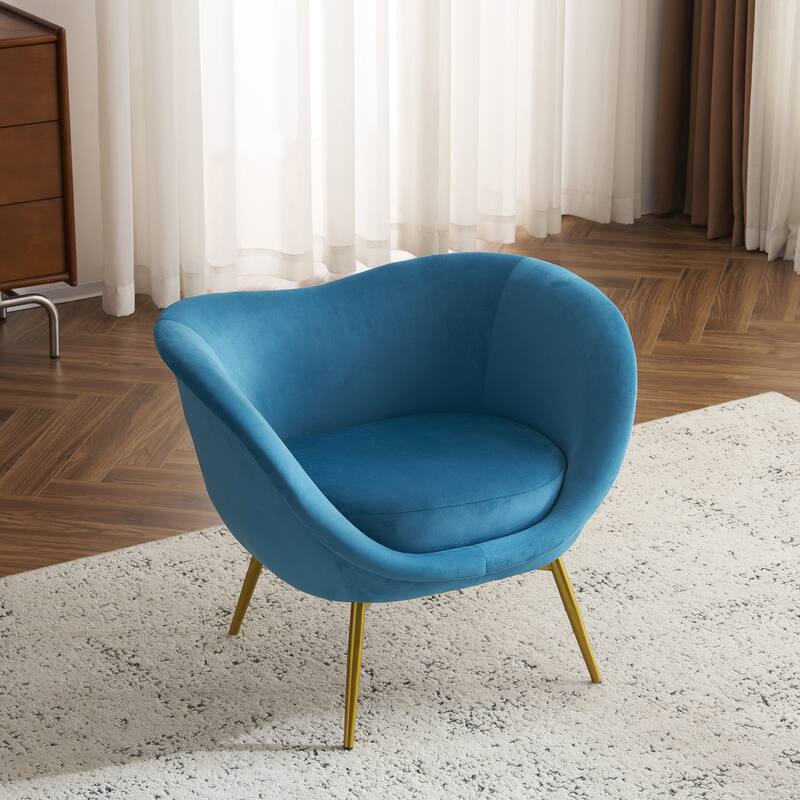 Christopher Knight Home - Eliana Modern Teddy Fabric Accent Chair with Curved Backrest and Gold Legs