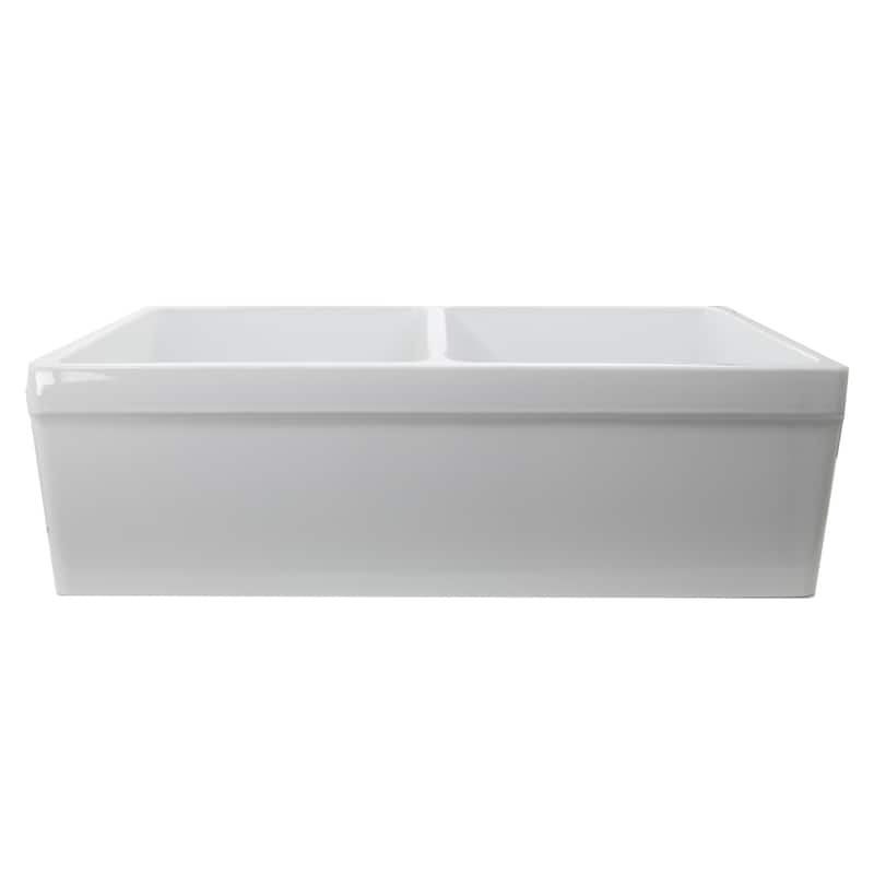 Highpoint Collection Fireclay 33-inch Double Bowl Fireclay Farmsink
