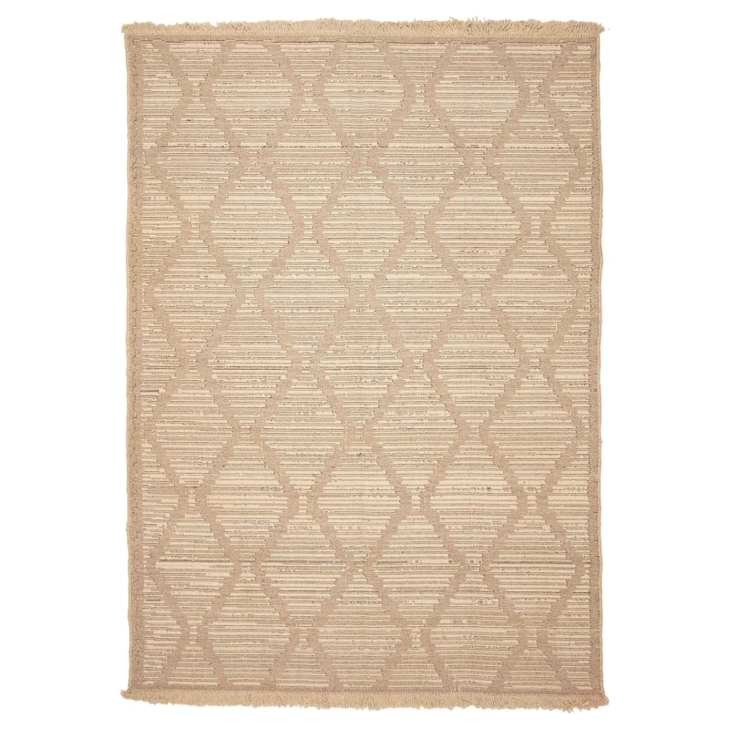 ECARPETGALLERY Flat-Weave Ankara FW Light Khaki Wool Tapestry Kilim - 6'9 x 9'5 - Light Khaki - 6'9 x 9'5