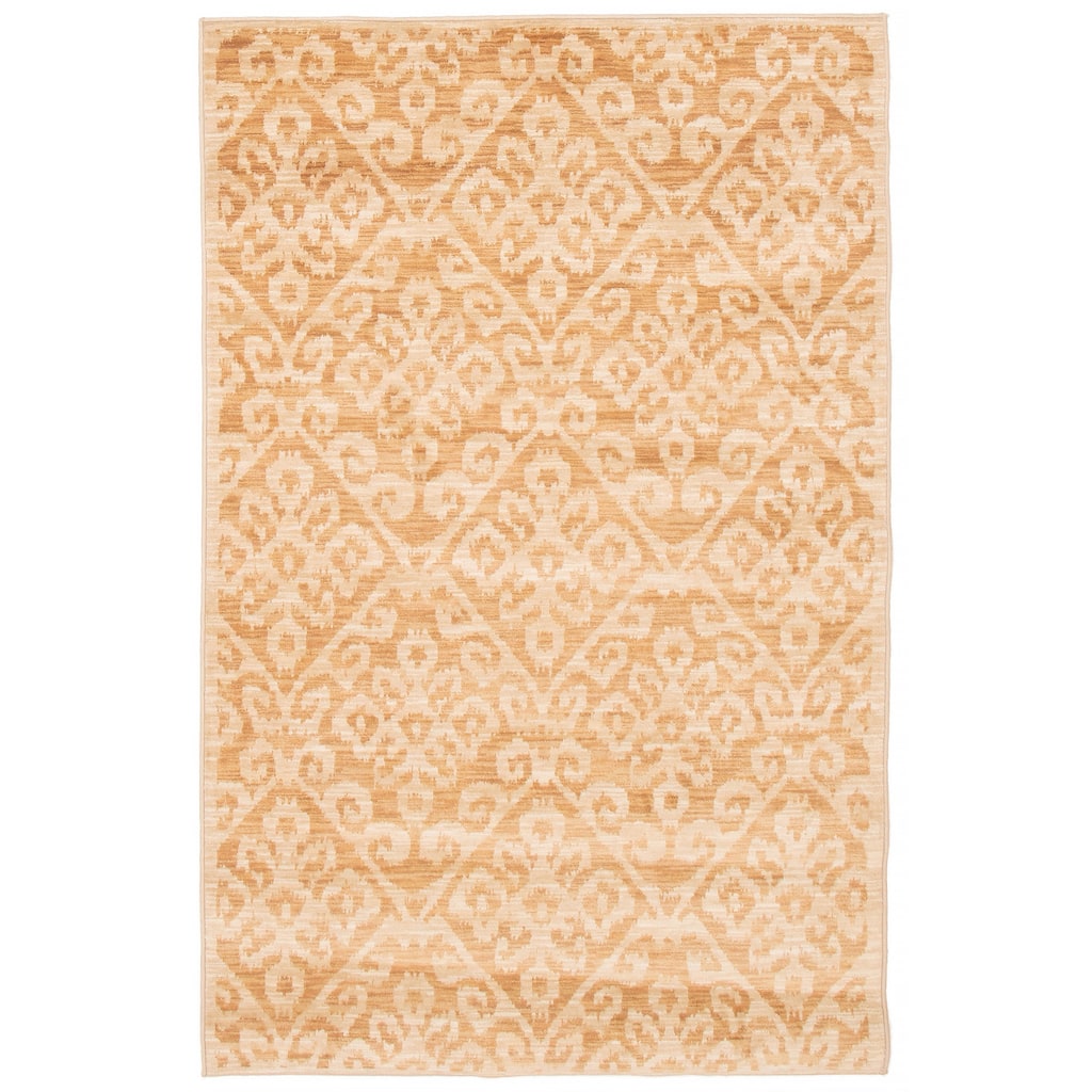 ECARPETGALLERY Machine Woven Lotus Mod Khaki Polypropylene Rug - 5'0 x 7'8