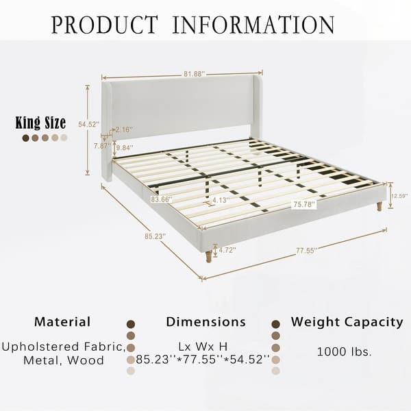 dimension image slide 12 of 27, Harper Tall Headboard Upholstered Bed