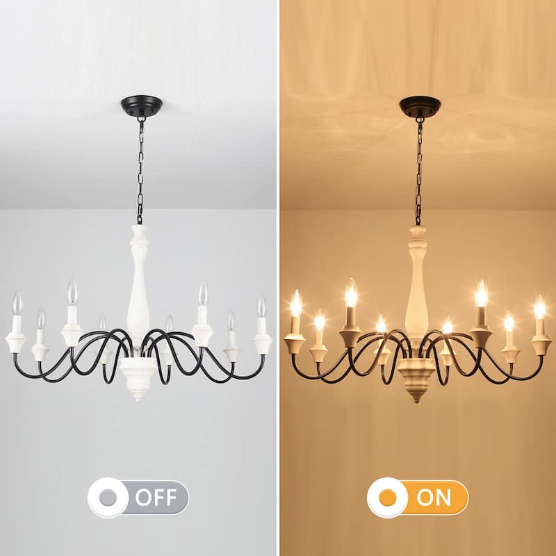 8-Light Farmhouse Candle Style Chandelier for Dining Room Living Room Bedroom Kitchen - W31.49"x H20.66"