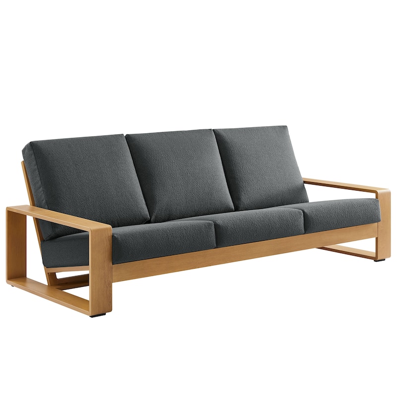 Lirienne Outdoor Patio Aluminum Faux Wood Sofa