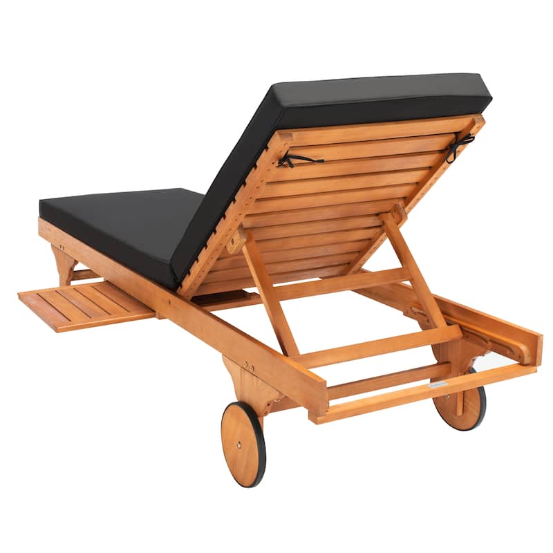 SAFAVIEH Outdoor Aubrie Adjustable Chaise Lounge Chair with Wheel.