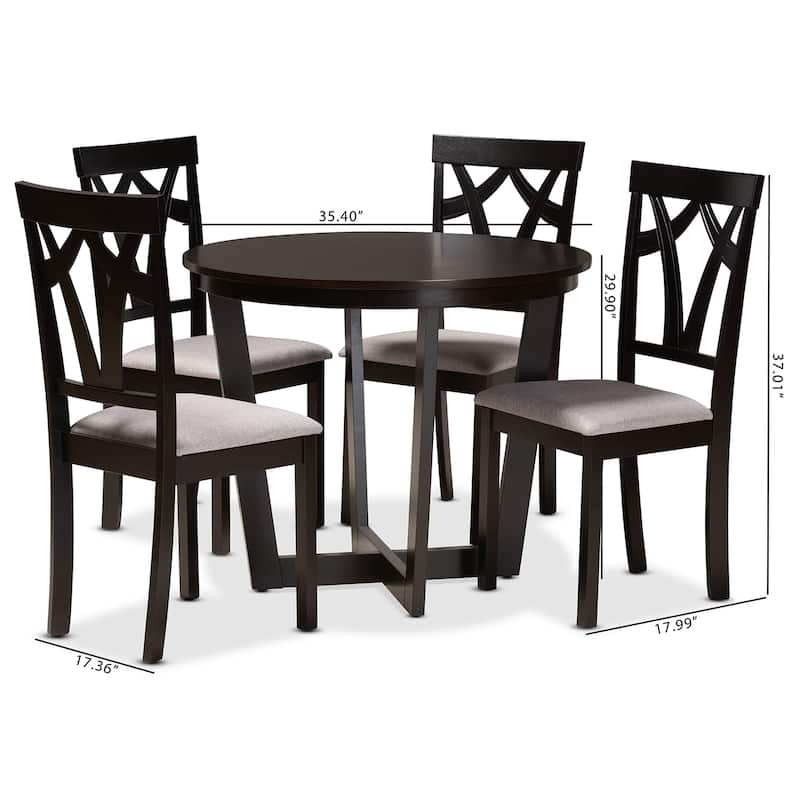 Telma Modern and Contemporary 5-Piece Wood Dining Set-Grey/Dark Brown