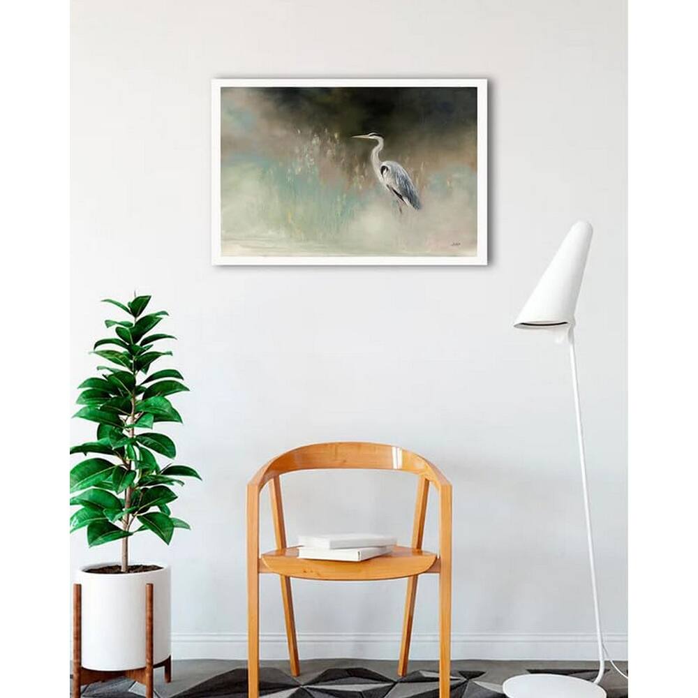 Peaceful Egret Teal Framed Poster