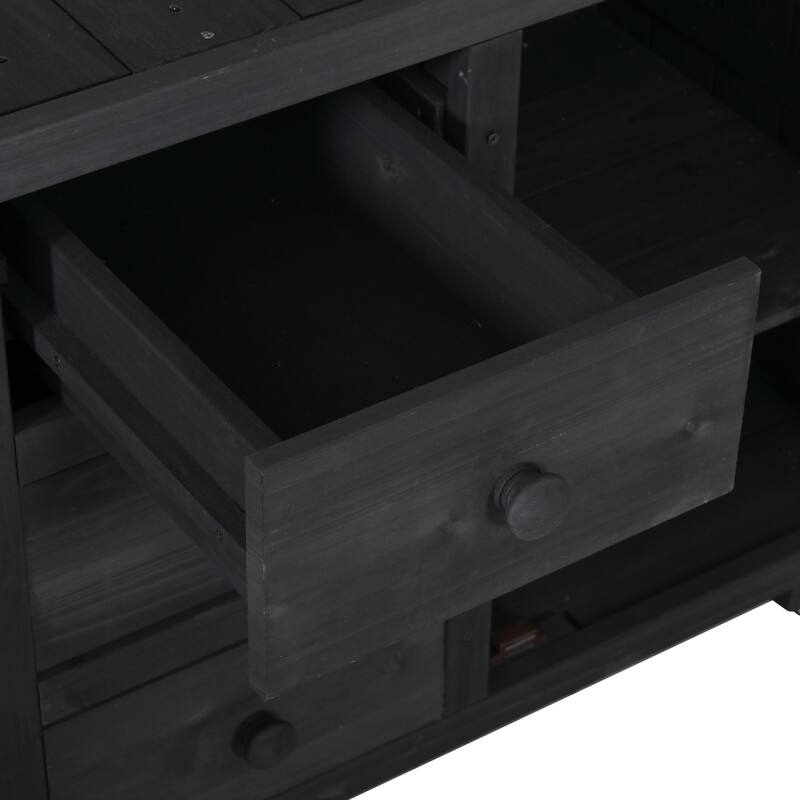 65" Outdoor Potting Bench with Stainless Steel Top, Rolling Garden Workstation with Hutch & Storage