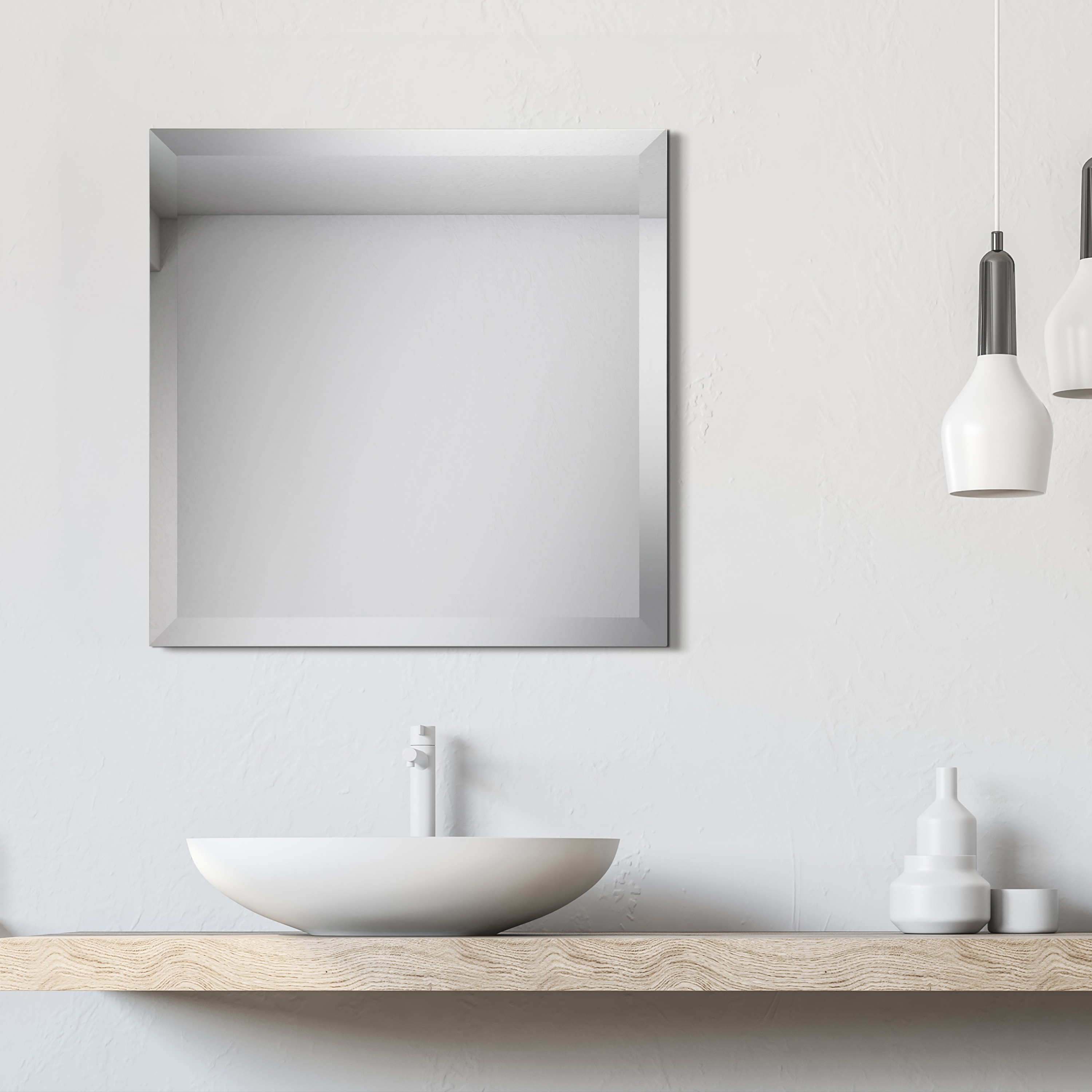 Frameless Beveled Prism Wall Mirror - Clear