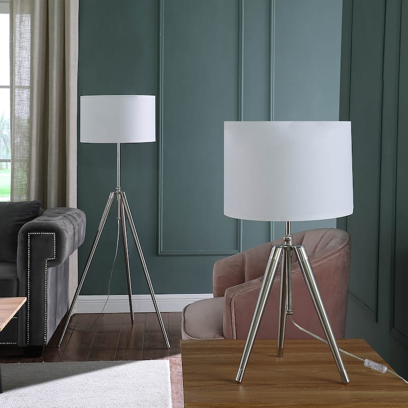 Mid Century Modern Adjustable Tripod Metal Chrome Table Lamp