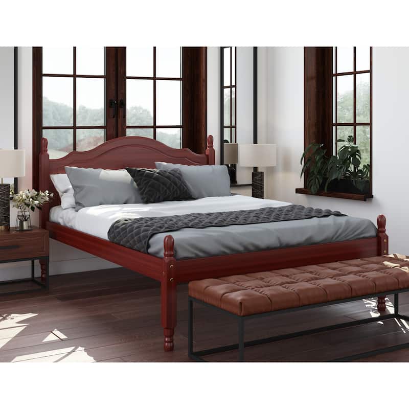 100% Solid Wood Reston Full Size Panel Headboard Platform Bed by Palace Imports - Mahogany