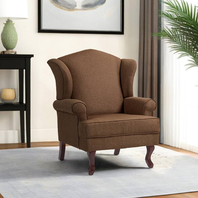 Elegant Living Room Wing Back Arm Chair Upholstered Accent Chair