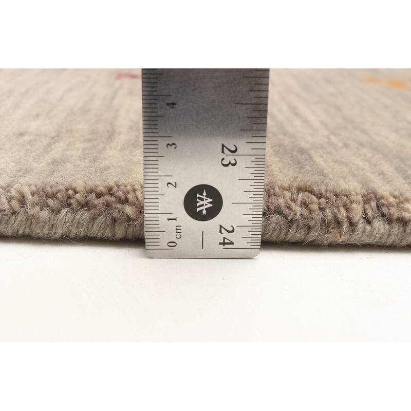 ECARPETGALLERY Hand Loomed Kashkuli Gabbeh Grey Wool Rug - 2'7 x 7'6