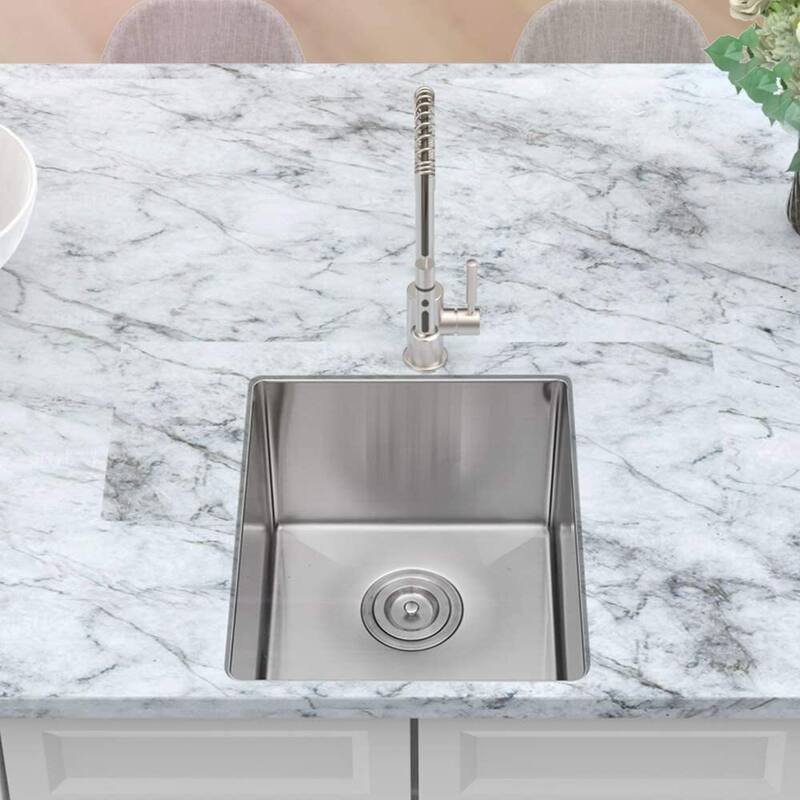 Undermount 16 Gauge Single Bowl Stainless Steel Kitchen Sink in Brushed Nickel - 14'' x 18'' x 9''