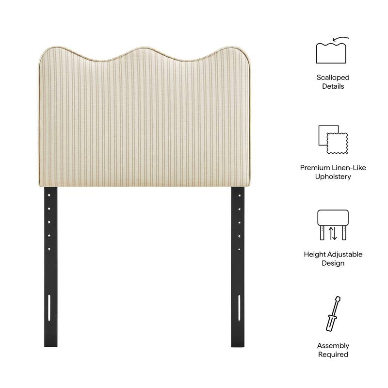 Athena Striped Fabric Upholstered Headboard
