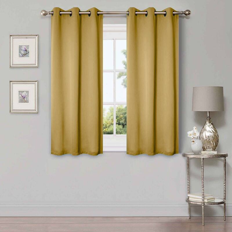 Superior Solid Machine Washable Room Darkening Grommet Blackout Curtains, Set of 2