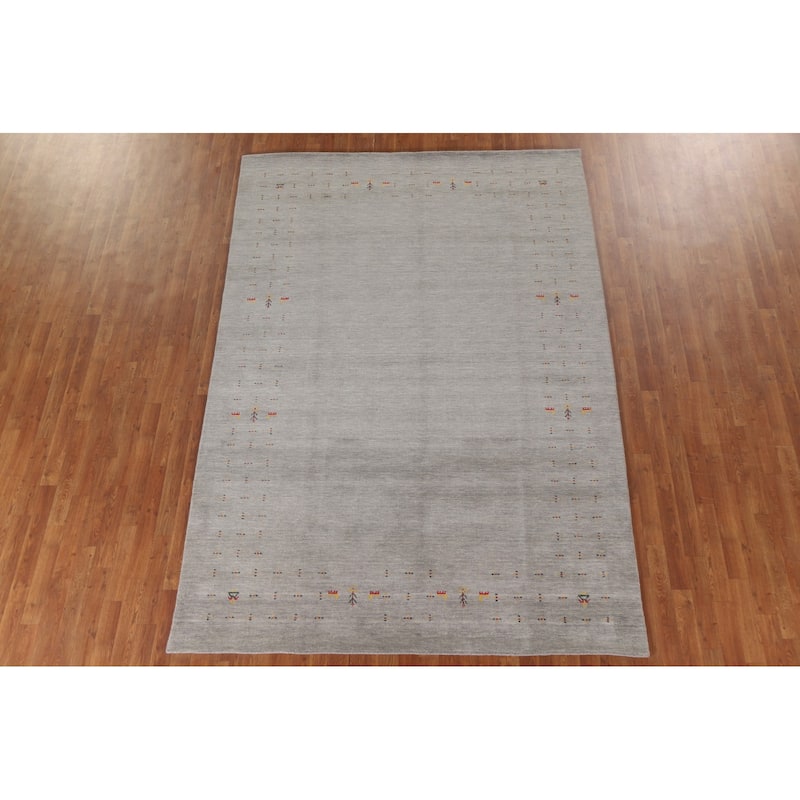 Gabbeh Area Rug Handmade Tribal Wool Carpet - 6'8"x 9'9"