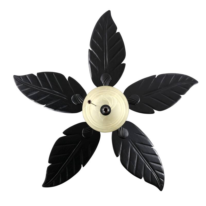 Owen 52" 3-Light Coastal Bohemian Iron/Wood Palm Leaf LED Ceiling Fan with Pull Chain, by JONATHAN Y