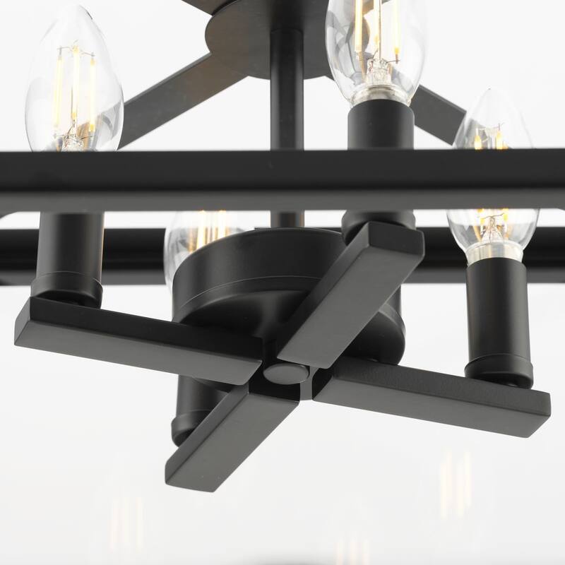 Hillcrest Collection 13 in. Four-Light Matte Black Transitional Semi-Flush Mount Light - 13 in x 13 in x 11 in